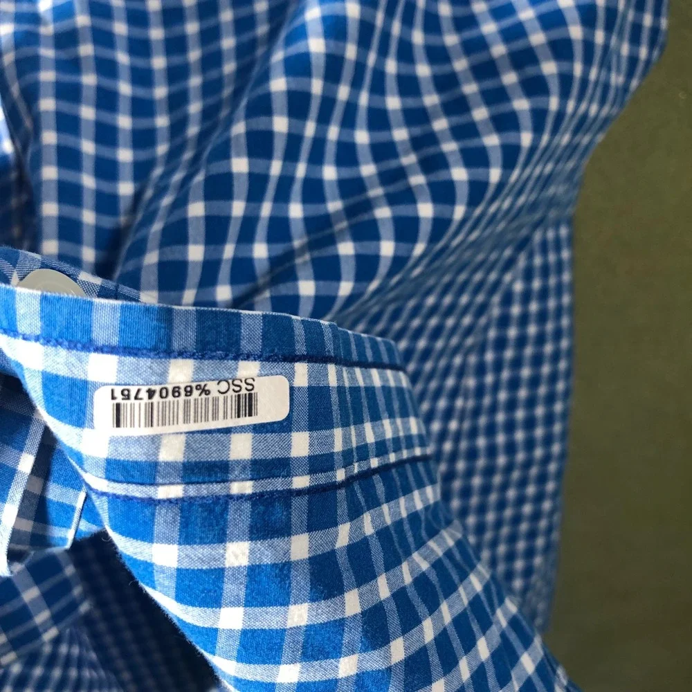 Banana Republic Button Down Shirt Mens M Blue Gingham Soft Wash Standard Fit